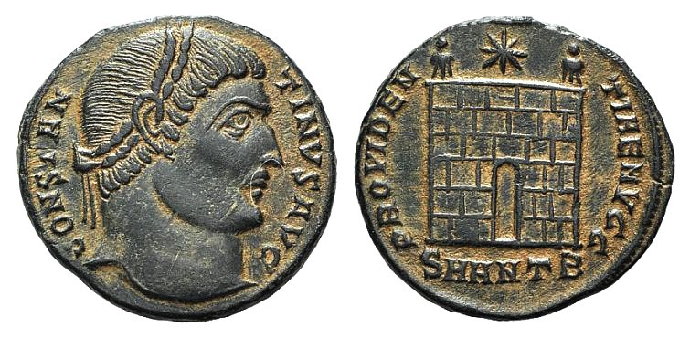 Constantine I (307/310-337). Æ Follis (18mm, 3.08g, 12h). Antioch, 326-7. Laurea...