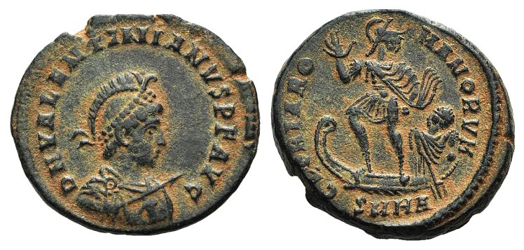 Valentinian II (375-392). Æ (24mm, 6.25g, 12h). Heraclea, 378-383. Pearl-diademe...