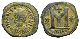 Anastasius I (491-518). Æ 40 Nummi (33mm, 15.72g, 6h). Contemporary imitation of a Theoupolis (Antioch) mint issue. Diademed, draped and cuirassed bus...