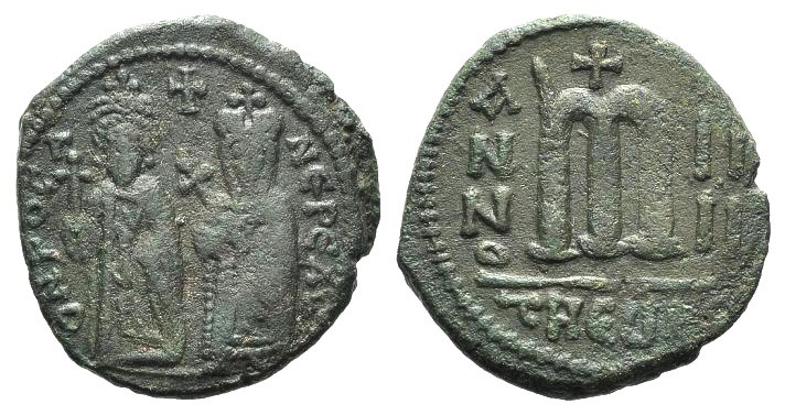 Phocas (602-610). Æ 40 Nummi (26mm, 10.23g, 6h). Theoupolis (Antioch), year 4 (6...