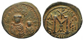 Heraclius and Heraclius Constantine (610-641). Æ 40 Nummi (30mm, 11.13g, 12h). Seleucia Isauriae, year 7 (616/7). Crowned and draped busts of Heracliu...