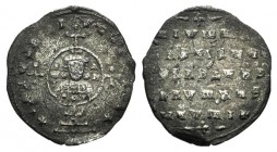 John I Zimisces (969-976). AR Miliaresion (21mm, 1.78g, 6h). Constantinople. Cross crosslet set on globus above two steps; in central medallion, crown...