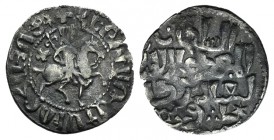 Cilician Armenia, Hetoum I with Kayqubad I (1226-1236). Bilingual AR Tram (22mm, 2.85g, 1h). Hetoum on horseback riding r., head facing, holding lis-t...