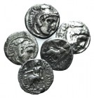 Kings of Macedon, Alexander III, lot of 5 AR Drachms. Fine - Good Fine