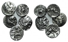 Kings of Macedon, Alexander III, lot of 5 AR Drachms. Good Fine to near VF