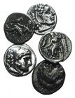 Kings of Macedon, Alexander III and Philip III, lot of 5 AR Drachms. Good Fine to near VF