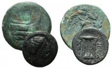 Mysia, Kyzikos. Lot of 2 Æ, 3rd century BC.