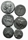 Aeolis, Kyme. Lot of 6 Æ coins, 4th century BC.