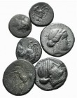Aeolis, Kyme. Lot of 6 Æ coins, 4th century BC.