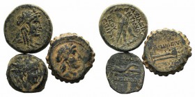 Seleukid Empire, lot of 3 Æ coins, to be catalog. Good Fine