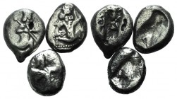 Achaemenid kings of Persia. Lot of 3 AR Sigloi, c. 485-470 BC. Carradice type IIIb.