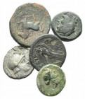 Greek coins. Lot of 4 Æ and 1 AR, to be catalog.