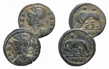 Constantine I (307-337). Lot of 2 Æ Folles, Antioch, c. 329-330. RIC 91.