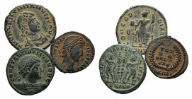 Lot of 3 Roman Imperial Æ coins, including Constantine, Constantius and Valentinian.