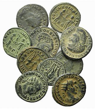 Lot of 10 Roman Imperial Radiates and late Æ coins, to be catalog. Good Fine to ...