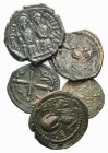 Lot of 5 Byzantine coins, including 1 AR Miliaresion and 4 Æ Folles, to be catalog. Good Fine to VF