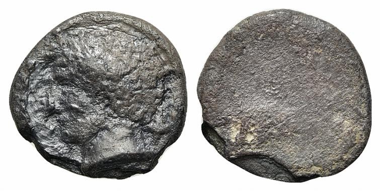 Etruria, Populonia, c. 300-250 BC. AR 10 Asses (19mm, 3.45g). Laureate male head...