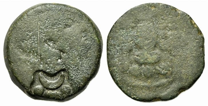 Etruria, Populonia, late 3rd century BC. Æ Triens (28mm, 20.11g, 8h). Helmeted h...