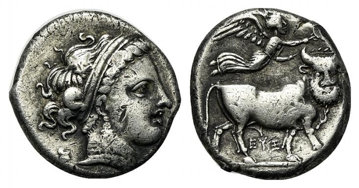 Southern Campania, Neapolis, c. 300 BC. AR Didrachm (20mm, 7.00g, 2h). Diademed ...