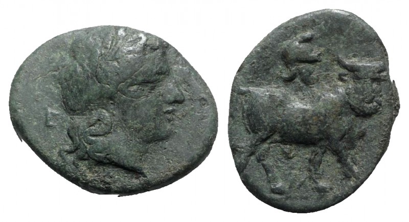 Southern Campania, Neapolis, c. 300-275 BC. Æ (18mm, 4.22g, 7h). Laureate head o...