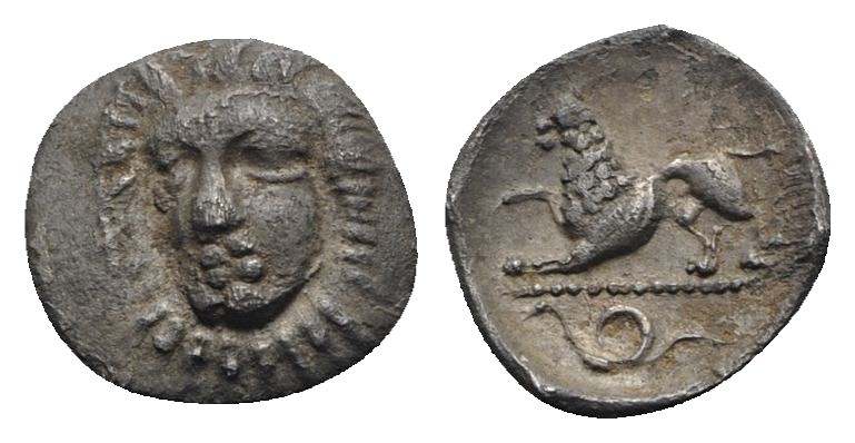 Southern Campania, Phistelia, c. 325-275 BC. AR Obol (10mm, 0.65g, 1h). Female h...