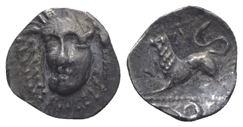 Southern Campania, Phistelia, c. 325-275 BC. AR Obol (9mm, 0.43g, 7h). Female he...