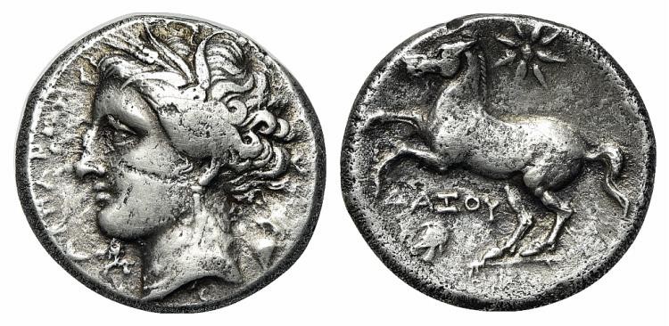 Northern Apulia, Arpi, c. 325-275 BC. AR Didrachm (21mm, 6.91g, 12h). Dazos, mag...