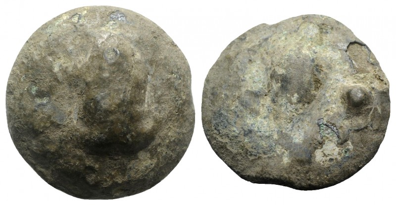 Northern Apulia, Luceria, c. 225-217 BC. Cast Æ Uncia (30mm, 36.90g, 11h). Frog....