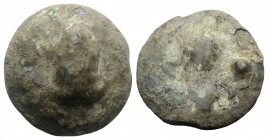 Northern Apulia, Luceria, c. 225-217 BC. Cast Æ Uncia (30mm, 36.90g, 11h). Frog. R/ Corn-ear; in field, pellet. Vecchi, ICC 342; HNItaly 674; SNG ANS ...