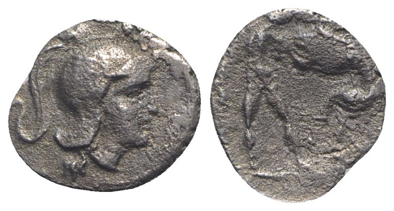 Southern Apulia, Tarentum, c. 325-280 BC. AR Diobol (10.5mm, 0.69g, 10h). Head o...