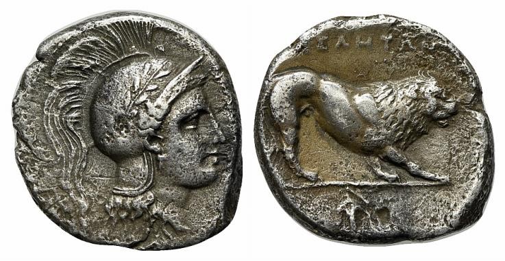 Northern Lucania, Velia, c. 300-280 BC. AR Didrachm (20mm, 6.67g, 3h). Head of A...