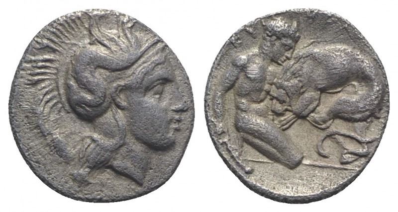 Southern Lucania, Herakleia, c. 433-330 BC. AR Diobol (11mm, 1.11g, 6h). Head of...