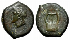 Sicily, Adranon, c. 340-330 BC. Æ Litra (23mm, 15.40g, 7h). Laureate head of Apollo l. R/ Lyre. Campana 2; CNS III, 1 OS; HGC 2, 42. Rare, smoothed, g...