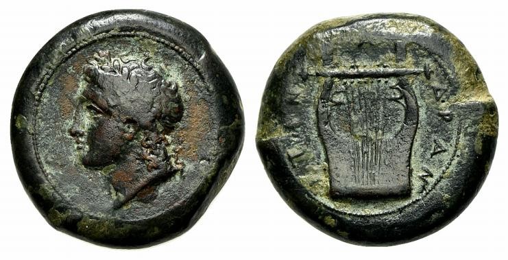 Sicily, Adranon, c. 354-345 BC. Æ (25mm, 15.95g, 9h). Laureate head of Apollo l....