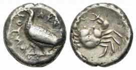 Sicily, Akragas, c. 495-480/78 BC. AR Didrachm (20mm, 8.84g, 6h). Eagle standing l. R/ Crab. Cf. Westermark, Coinage, Group I, 81; HGC 2, 90. VF