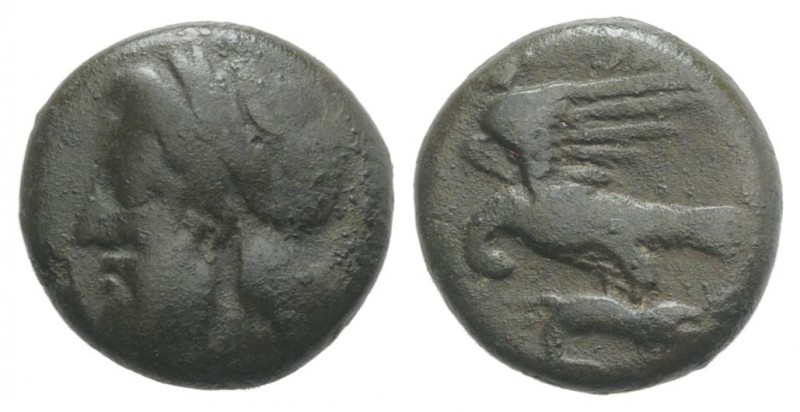 Sicily, Akragas, c. 338-317/287 BC. Æ (14mm, 3.64g, 12h). Laureate head of Zeus ...