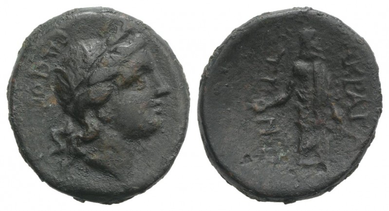 Sicily, Akragas, after 210 BC. Æ (22mm, 6.40g, 12h). Laureate head of Kore r. R/...