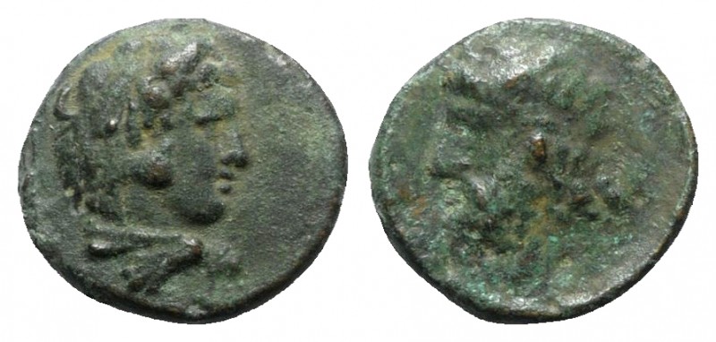 Sicily, Gela, c. 315-310 BC. Æ (13mm, 2.42g, 6h). Head of Herakles r., wearing l...