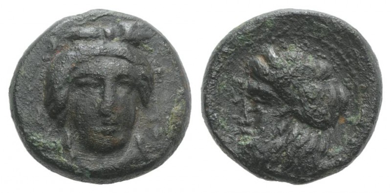 Sicily, Gela, c. 339-310 BC. Æ (13mm, 2.56g, 6h). Head of Demeter facing slightl...