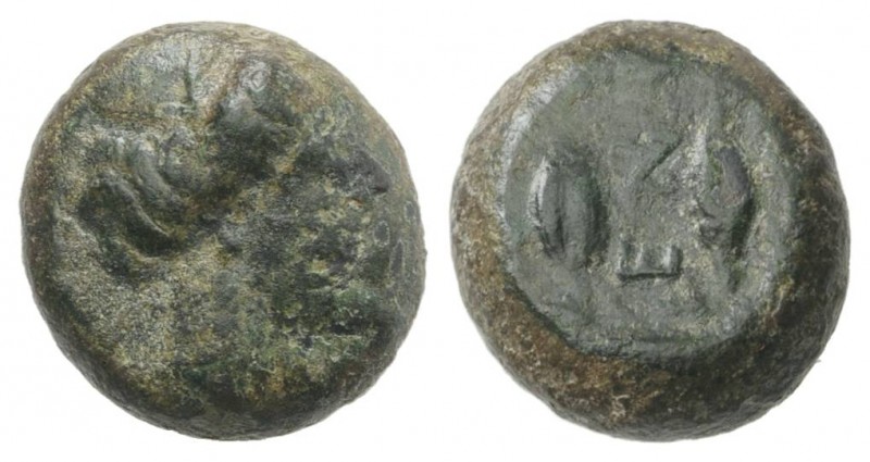 Sicily, Henna, c. 339/8-335 BC. Æ Hexas (12mm, 3.67g, 5h). Head of Demeter r., w...