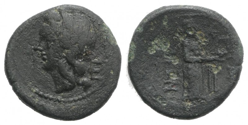 Sicily, Katane, c. 3rd-2nd century BC. Æ Dichalkon (15mm, 2.17g, 12h). Laureate ...