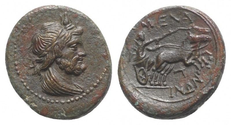 Sicily, Menaion, c. 200-150 BC. Æ Pentonkion (18mm, 4.53g, 12h). Laureate and dr...