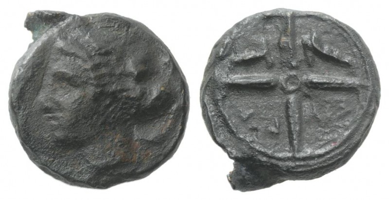 Sicily, Syracuse, c. 415-405 BC. Æ Hemilitron (15mm, 3.29g, 12h). Head of Arethu...