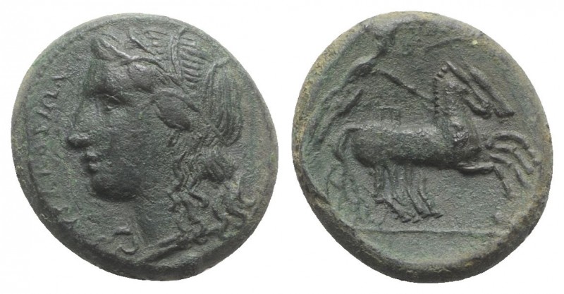 Sicily, Syracuse. Hiketas II (287-278 BC). Æ (21mm, 8.15g, 1h), c. 287-283. Wrea...