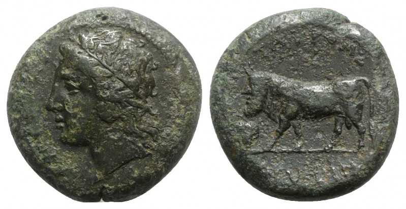 Sicily, Tauromenion, c. 357-315 BC. Æ Hemilitron (26mm, 17.15g, 12h). Laureate h...