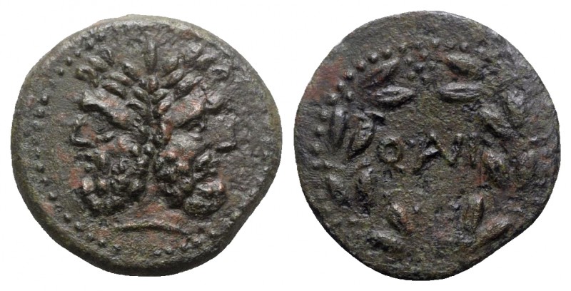 Sicily, Uncertain Roman mint, late 2nd century BC. Æ As (22mm, 6.47g, 3h). Laure...