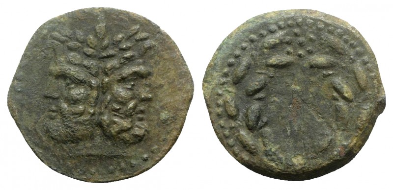 Sicily, Uncertain Roman mint, c. 200-190 BC. Æ As (22mm, 4.76g, 12h). Laureate h...