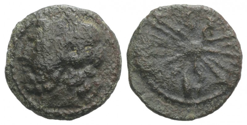 Sicily, Uncertain Roman mint, c. 190 BC. Æ Tetras (18mm, 3.29g, 9h). Laureate he...