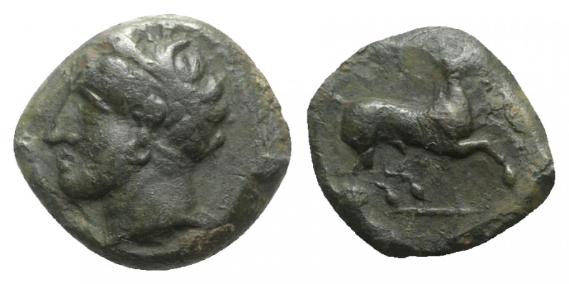 Sicily, Carthaginian Domain, c. 375-350 BC. Æ (14mm, 4.10g, 12h). Wreathed head ...