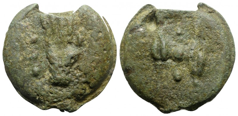 Anonymous, Rome, c. 289-245 BC. Cast Æ Quadrans (44mm, 64.89g, 12h). Right hand....